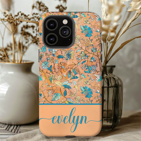 Custom Name Botanical Oriental Flowers iPhone Case